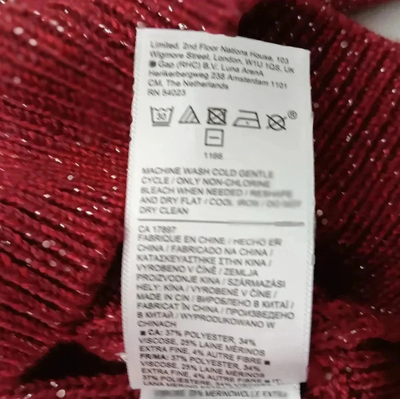 ATHLETA  Crossroads Crewneck Sweater Red Metallic Cable Knit.  Ladies size xs - Picture 9 of 10